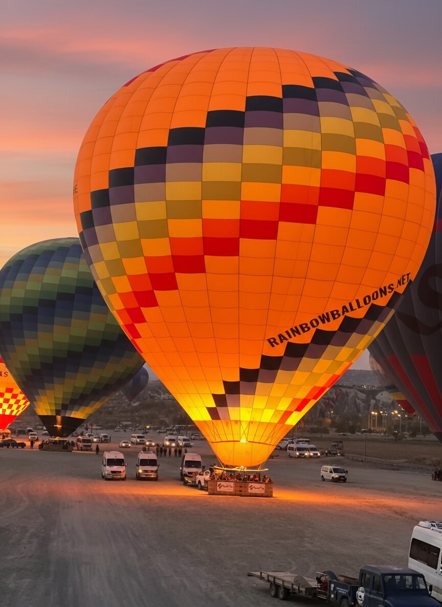 Mongolfiere in volo su Goreme nelle prime ore del mattino